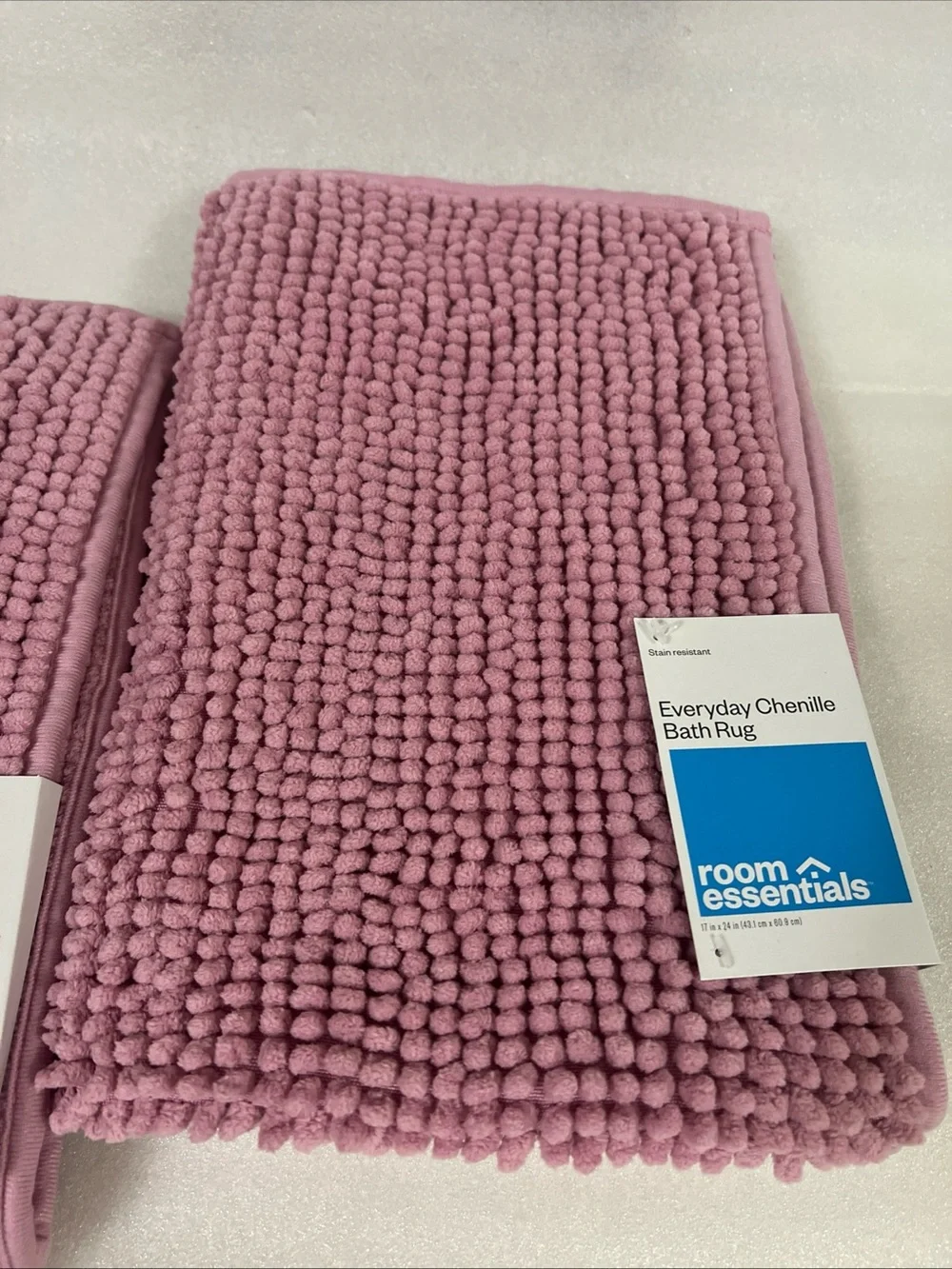 Pink Chenille Bath Rug Room Essentials 17 in x 24 in New Set Of 2